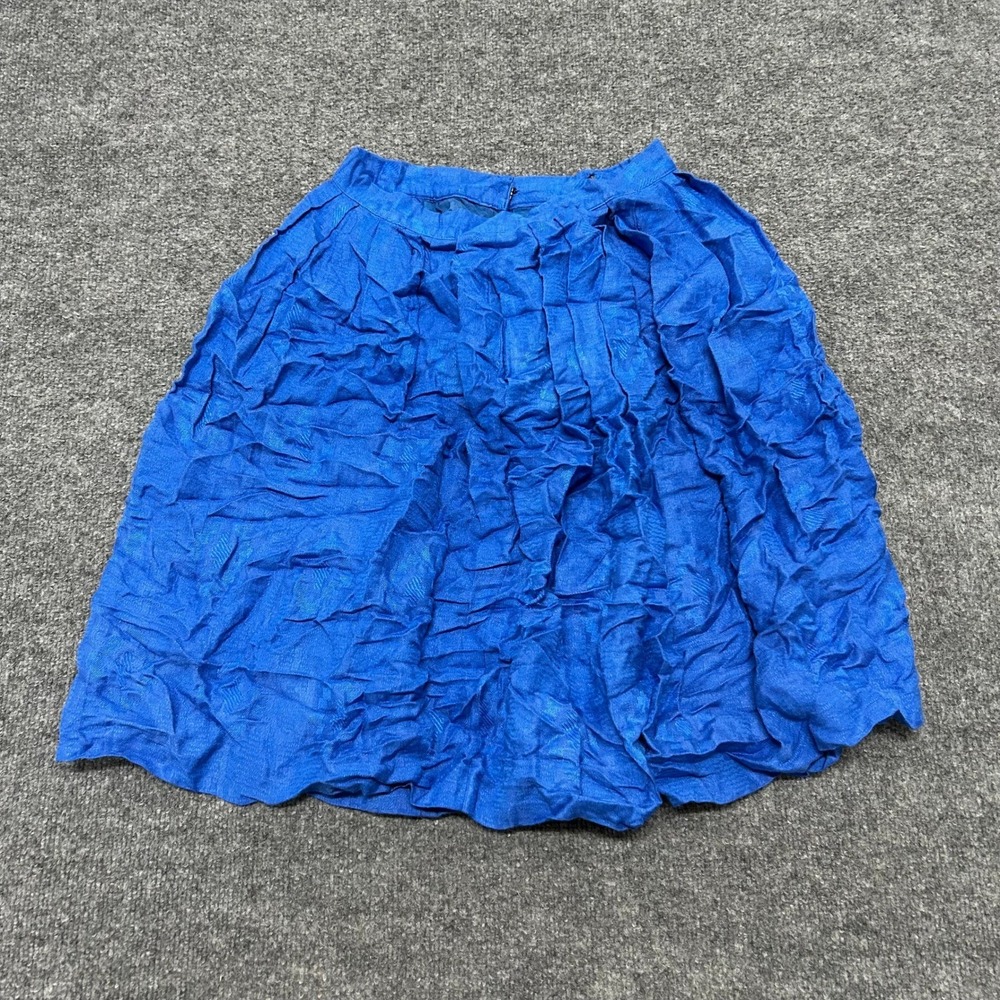 Unbranded Skirt Womens Size 26 Royal Blue Pleated Crinkle Texture Midi Casual